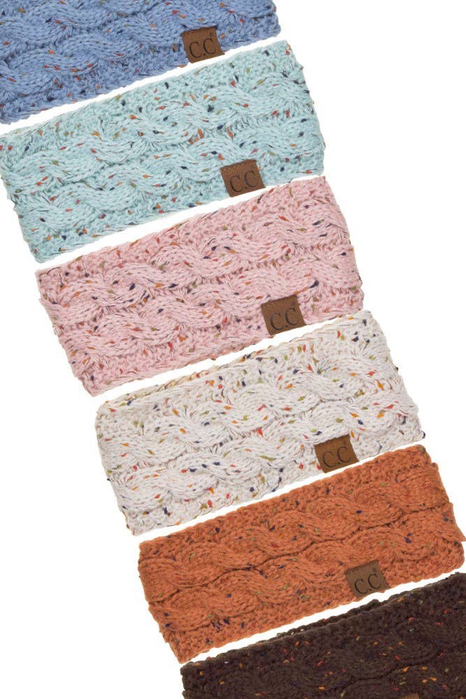 Brown Chunky Knit Confetti Sherpa Lined Headband