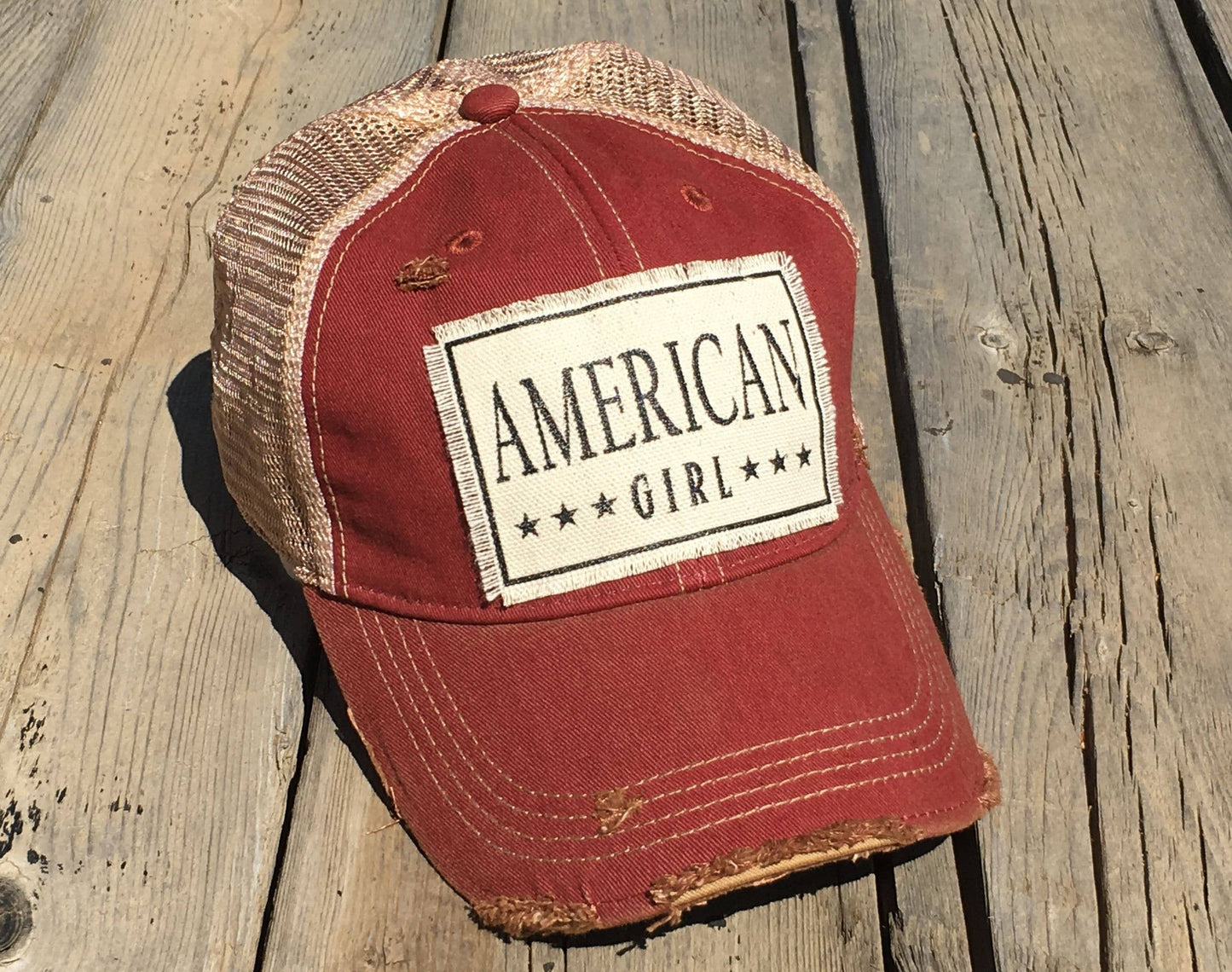 American Girl Distressed Trucker Hat Baseball Cap