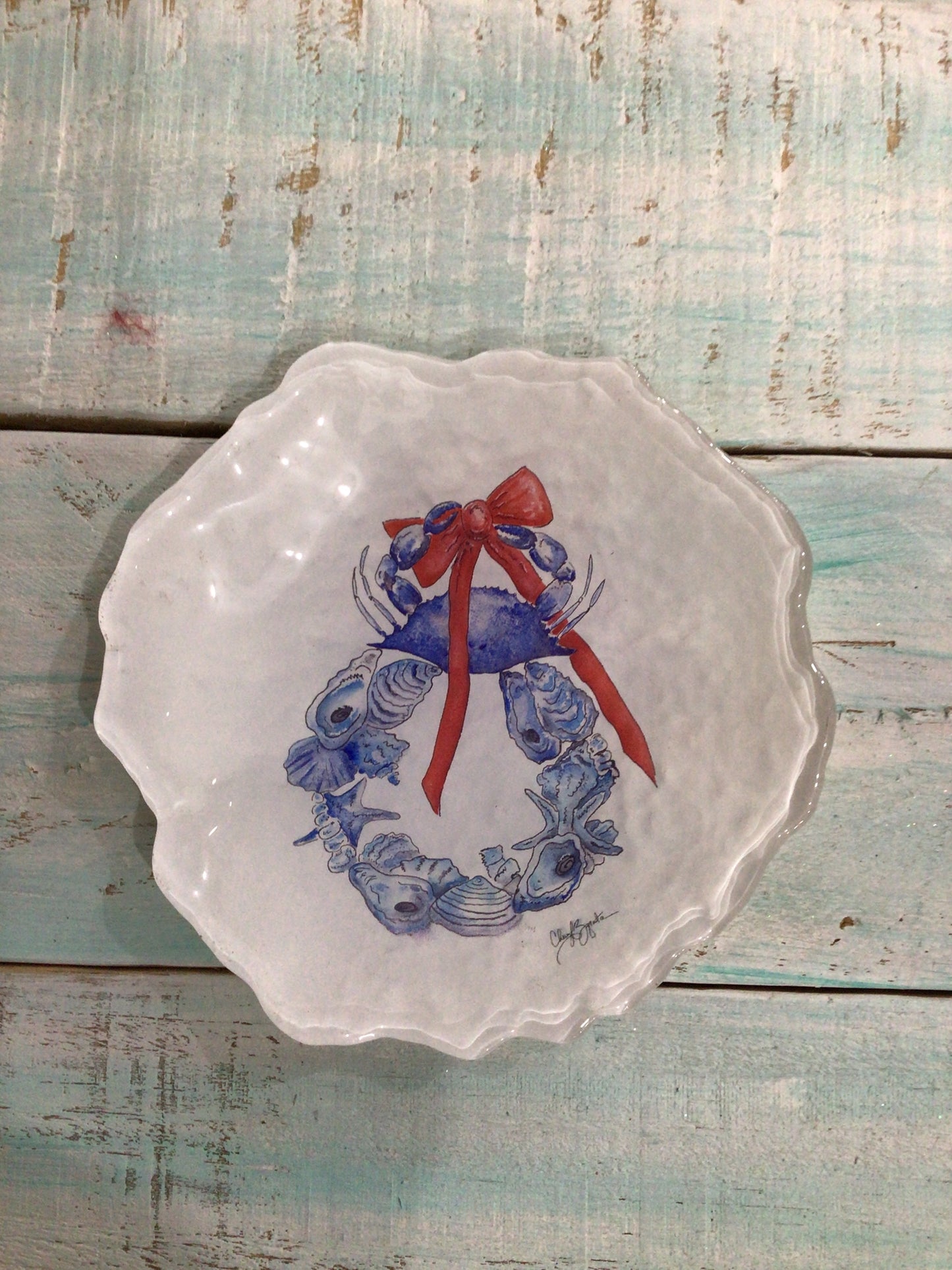 Bountiful Shell Wreath 5" Trinket Dish from C.Zapata Art