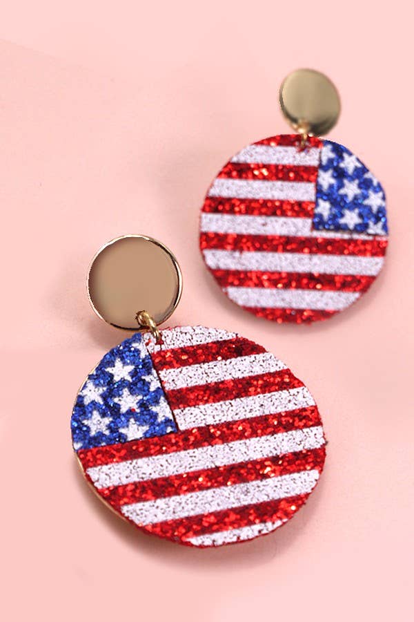 American Flag Drop Earring, Gold