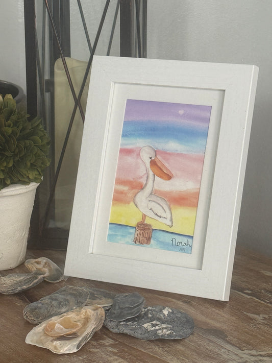 5x7 Pelican, Art by Norah Marie