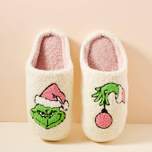 Whimsical Christmas Grinch Home Slippers