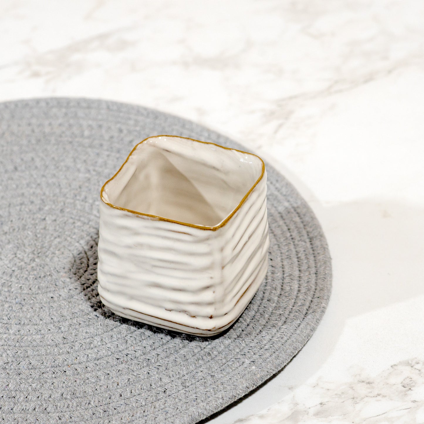 3.1" White Square Pot