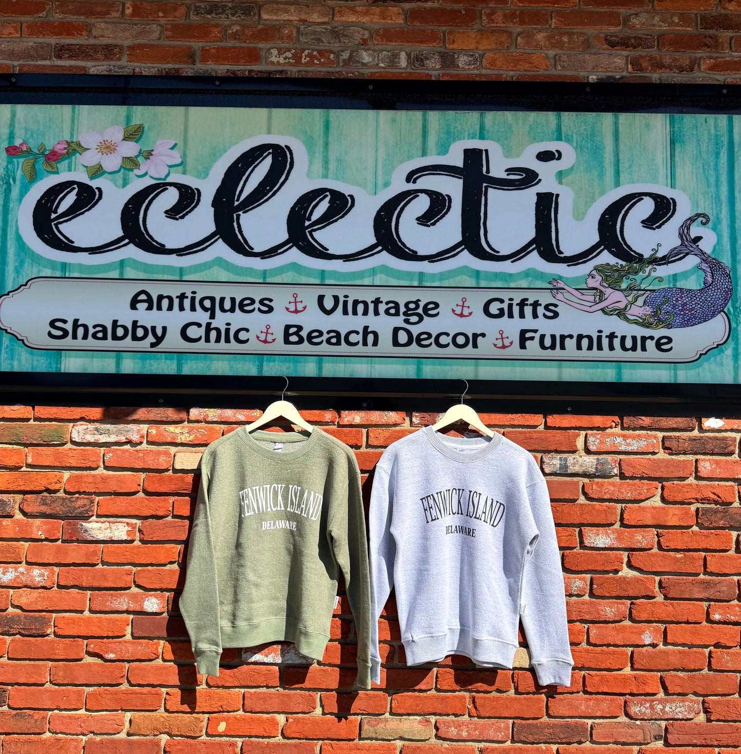 Fenwick Islands, Delaware: Unisex Crew Neck Nantucket Fleece Sweatshirt