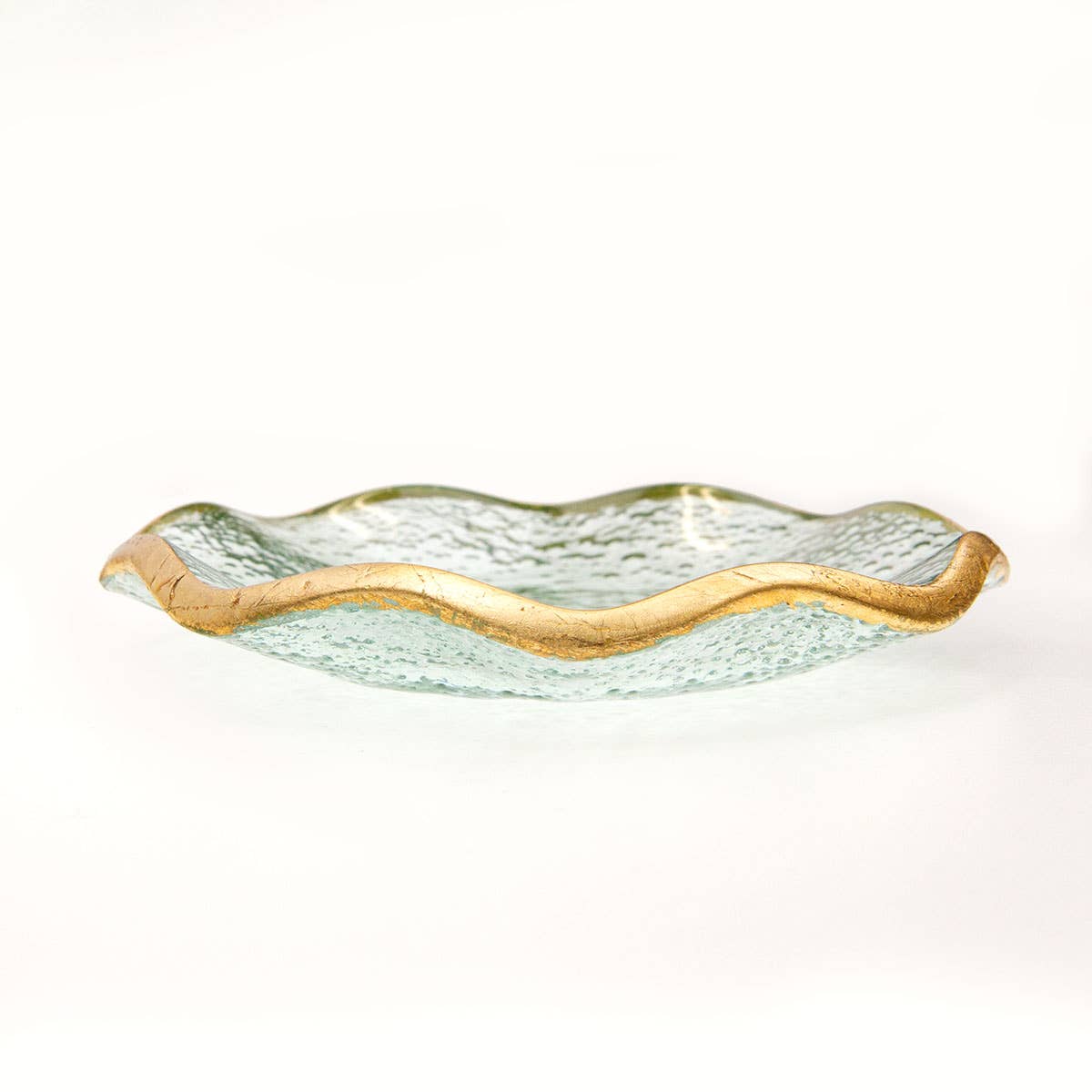 Austria Glass Trinket Dish Clear/Gold 5x.75x5