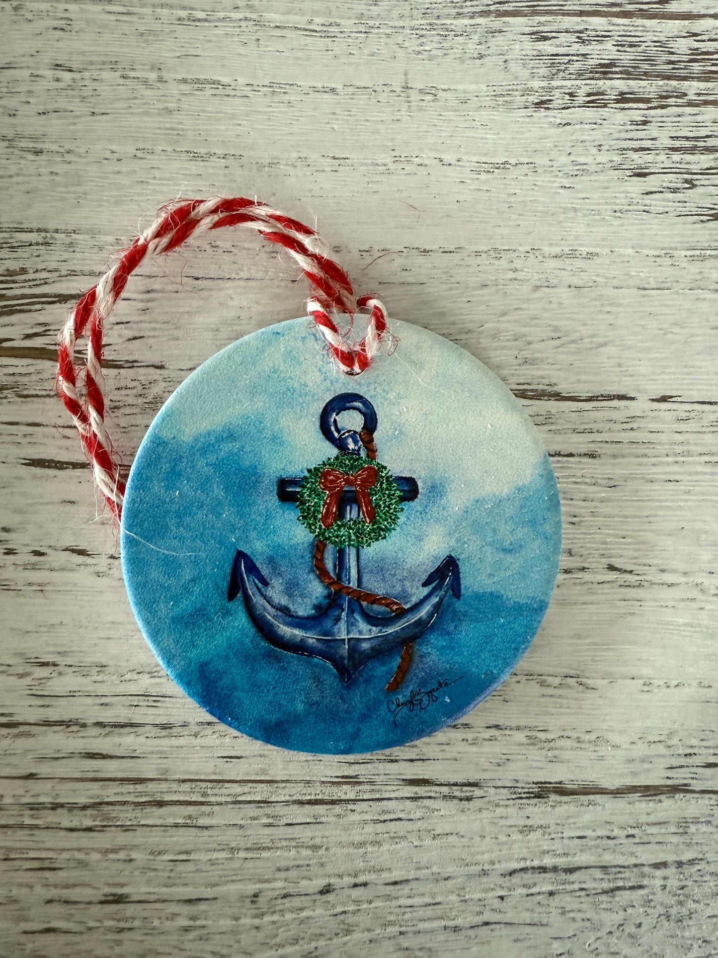 Anchor w/ Wreath Ornament