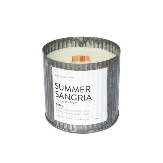 Summer Sangria Rustic Vintage Farmhouse Wood Wick Candle: 10oz