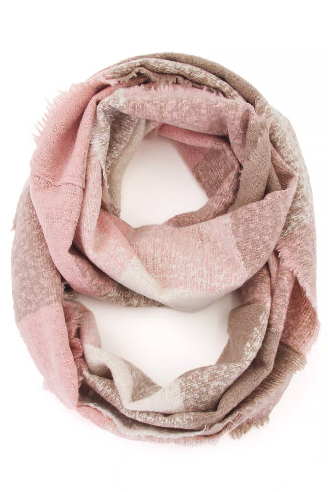 Pink Check Pattern Infinity Scarf
