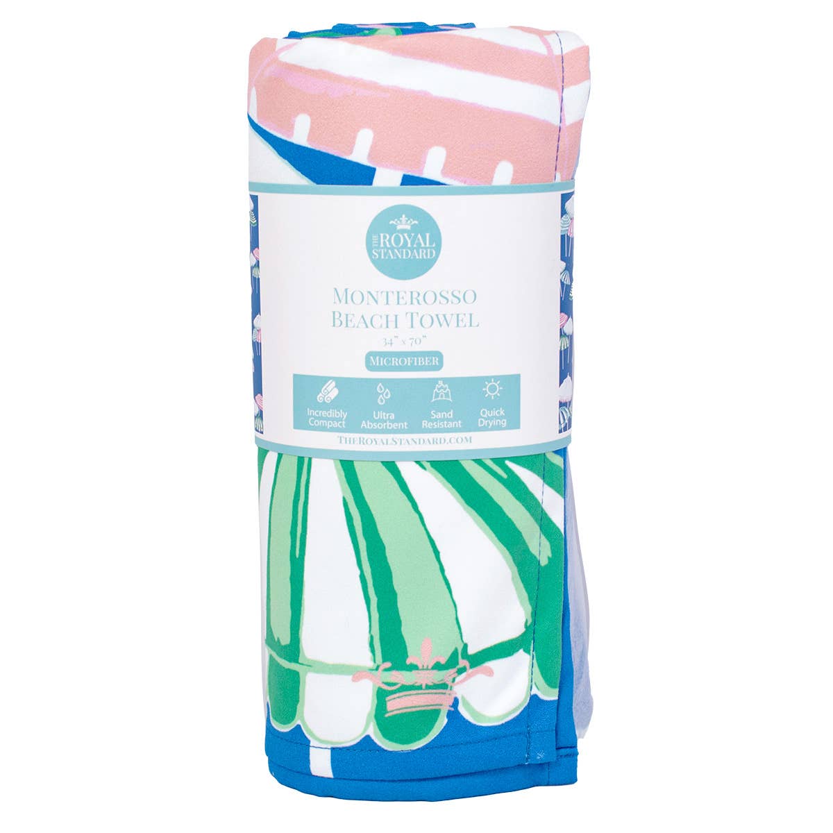 Monterosso Beach Towel Sapphire/Pink/Capri 34x70