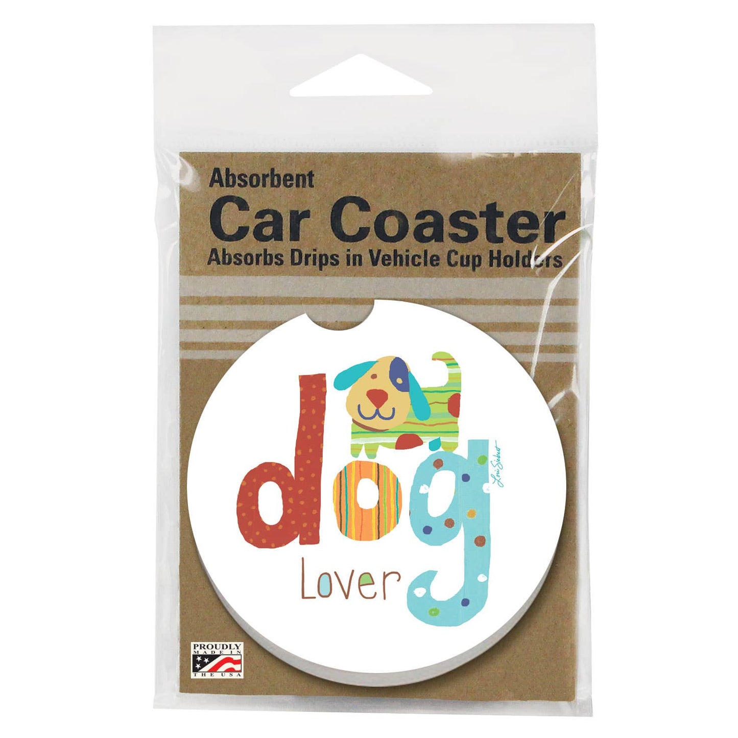 Dog Lover Absorbent Stone Car Coaster 1 Pk