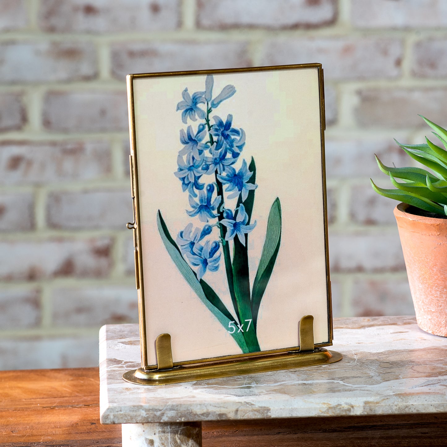 5x7 Ant. Brass Standing Photo Frame