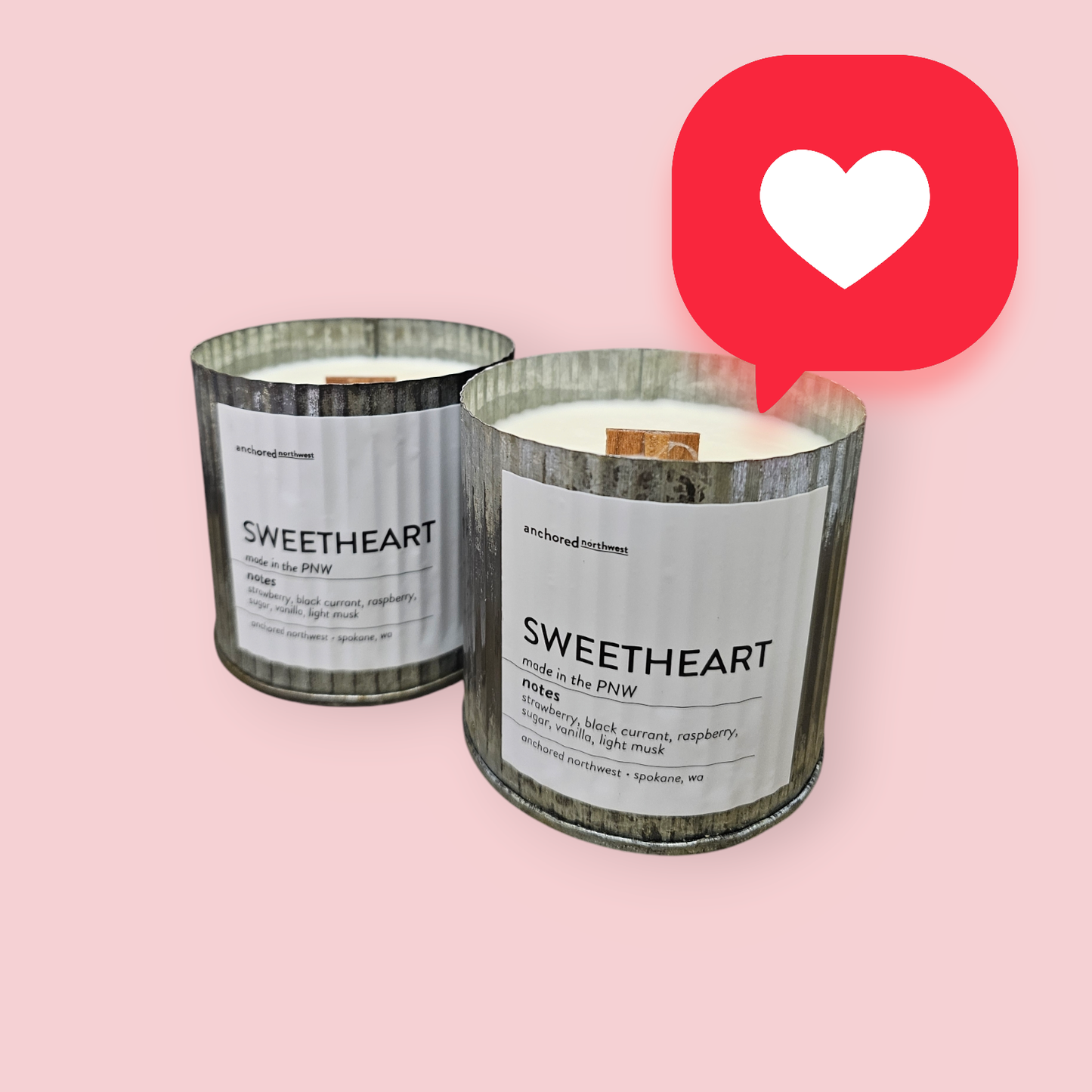 Sweetheart Rustic Vintage Farmhouse Wood Wick Candle: 10oz