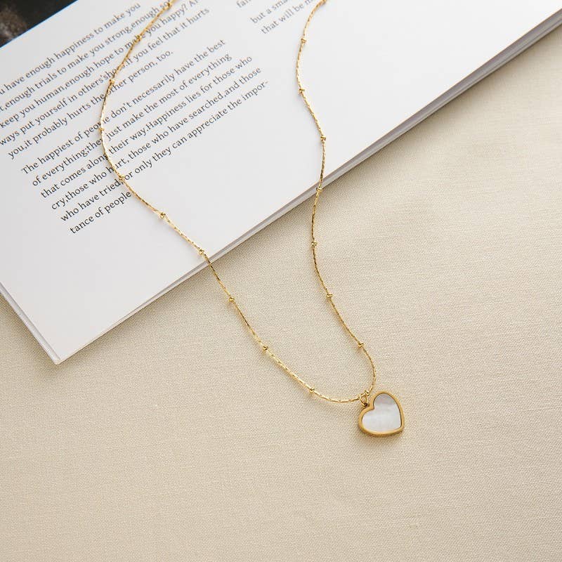 Shell Heart on Ball Chain Necklace