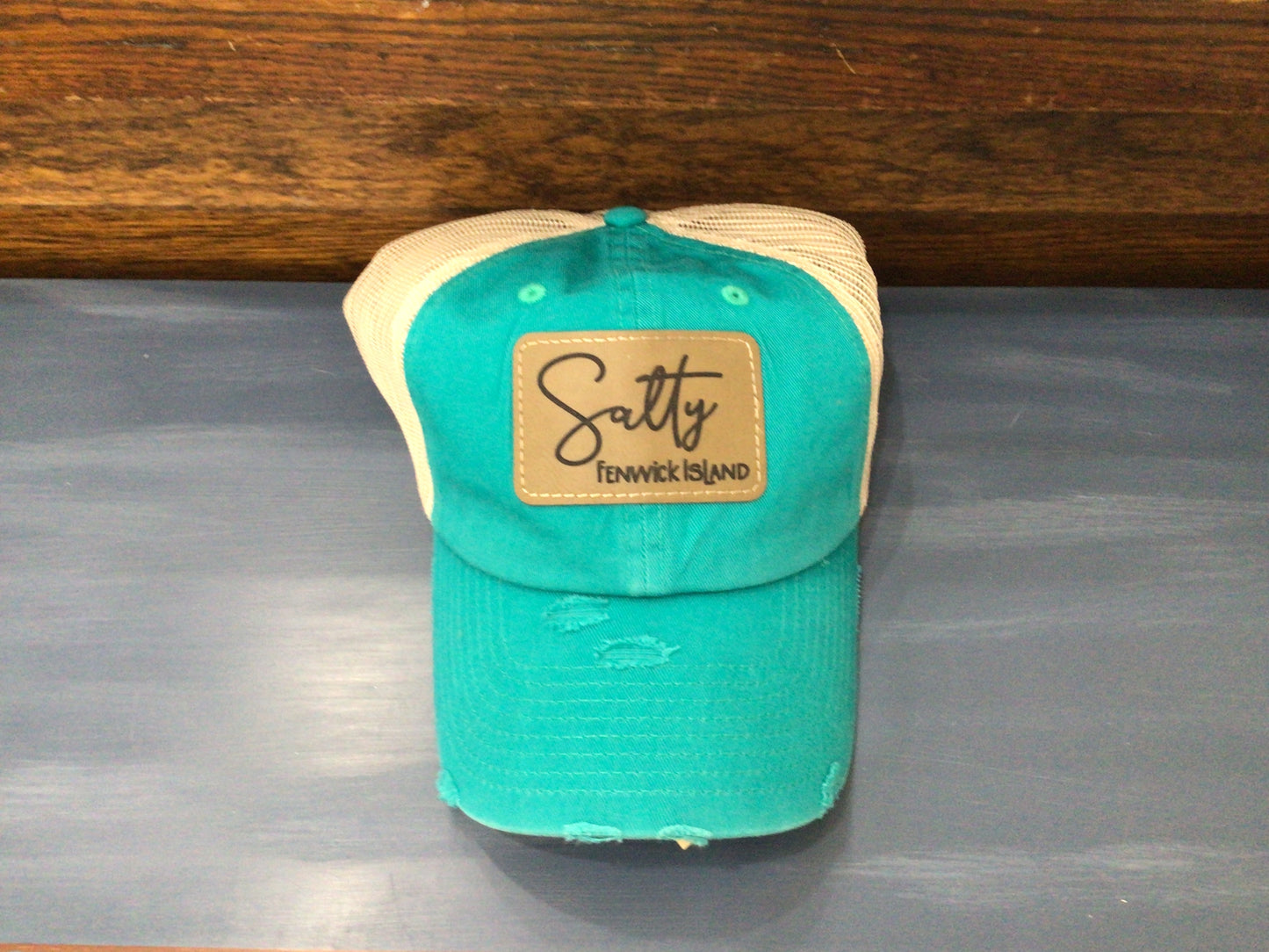 Turquoise Salty Fenwick Island Leather Patch Hat