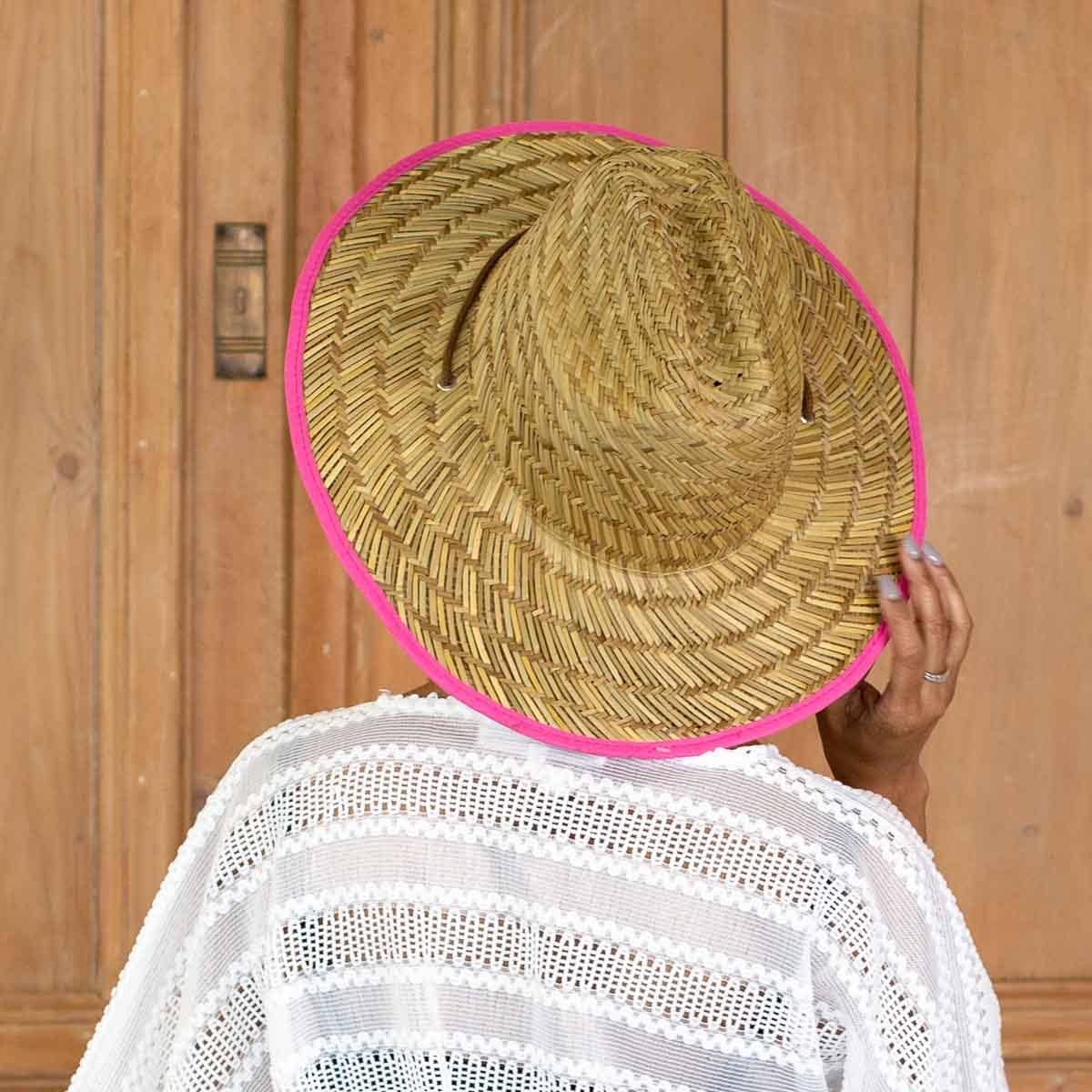 Tan/Hot Pink Havana Sun Hat