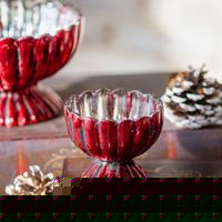 3.5" Red Pedestal Metal Bowl