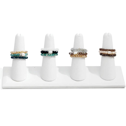 Crystal Stretch Rings With Pearl Pack of 3