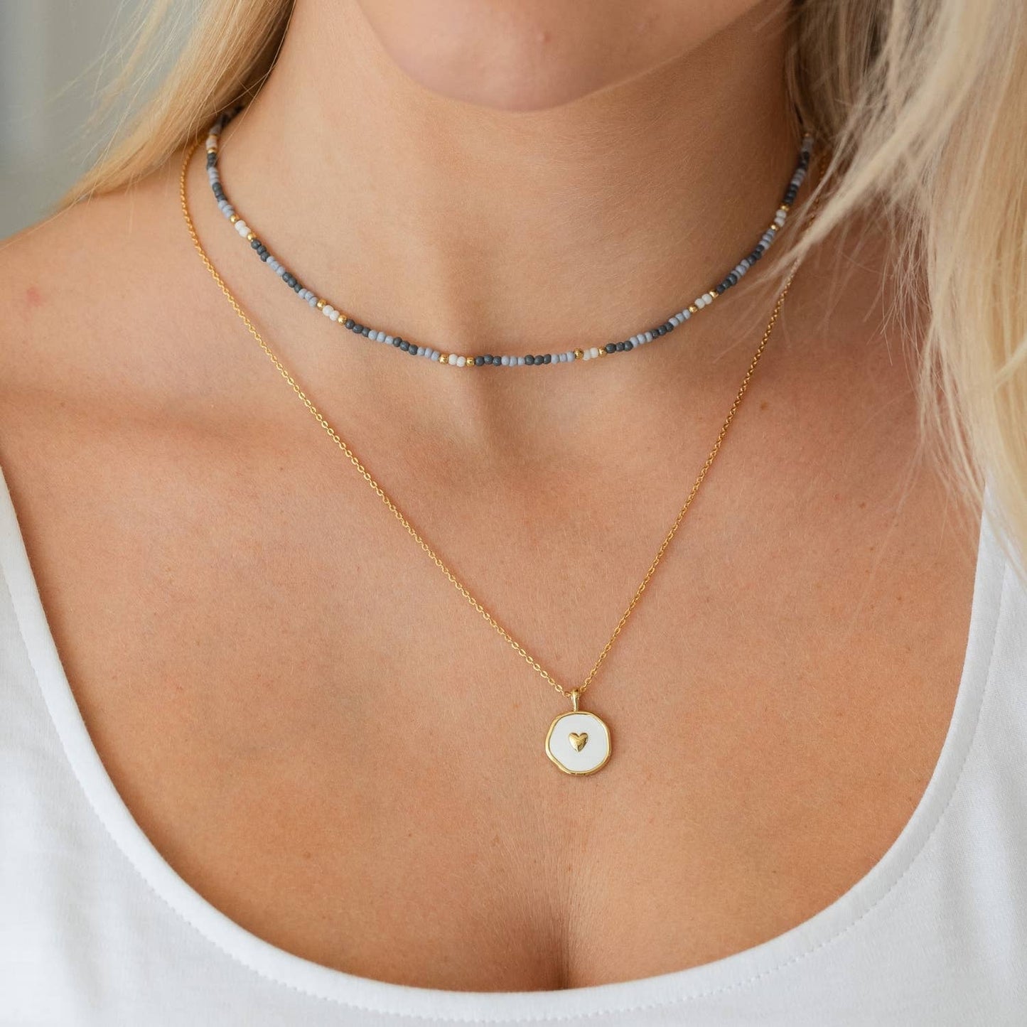 Aqua Tiny Heart Necklace