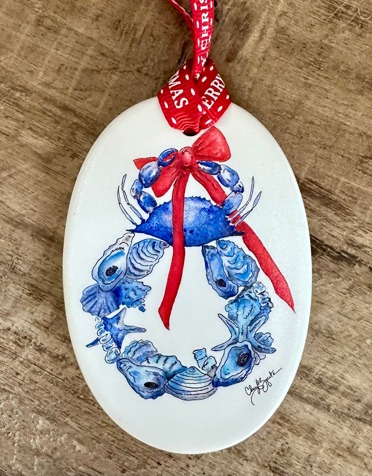 Bountiful Shell Wreath Oval Ornament