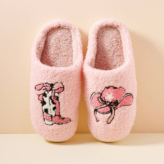 Western-Inspired Boots & Hat Luxe Home Slippers