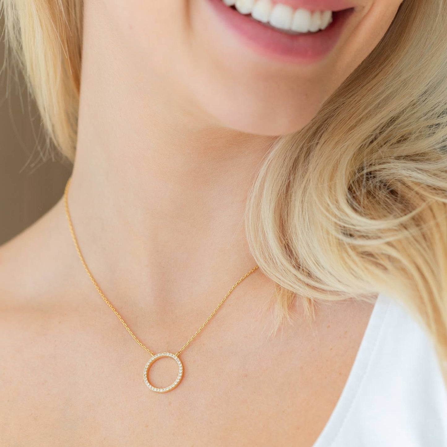 Open Pave Circle Pendant: Silver