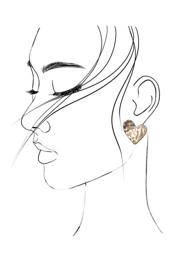 Hammered Heart Stud Earring