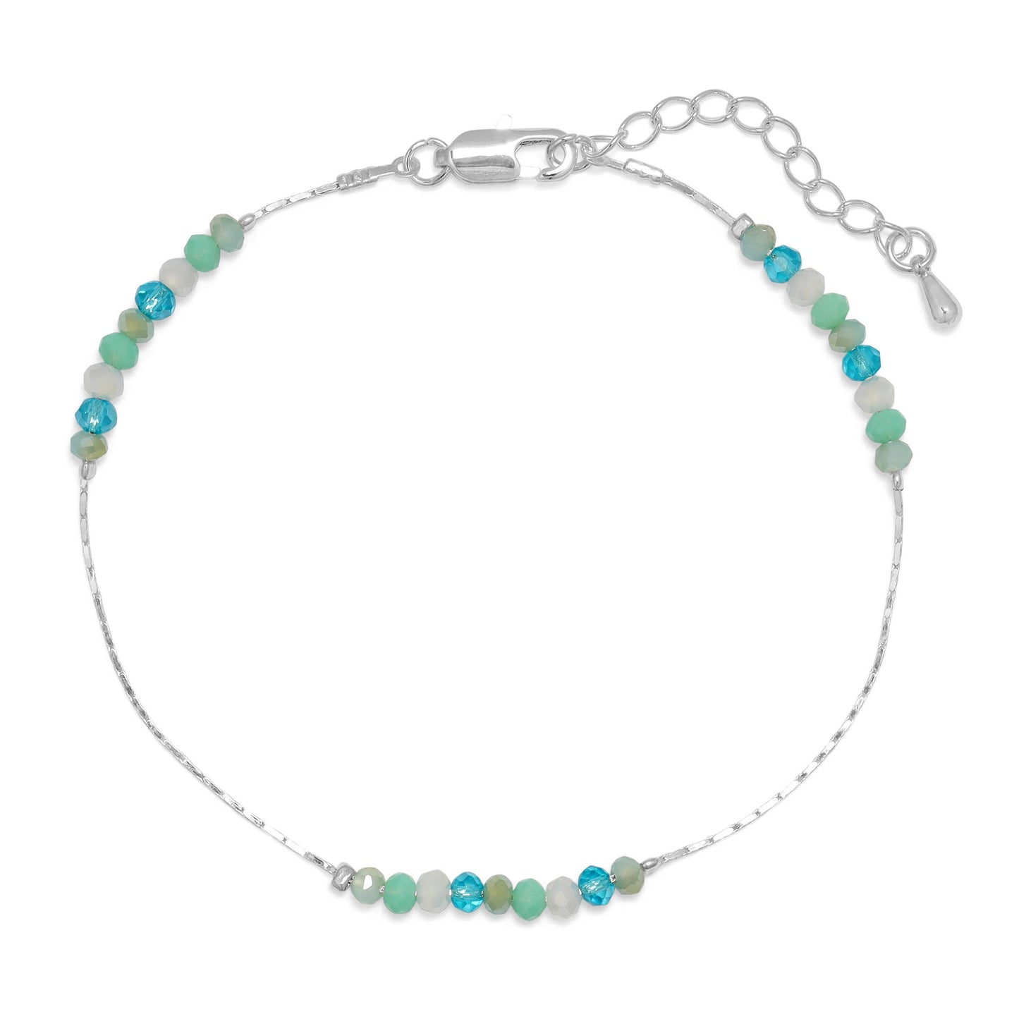 Seaside (blue) Mini Crystals with Silver Ankle Bracelet