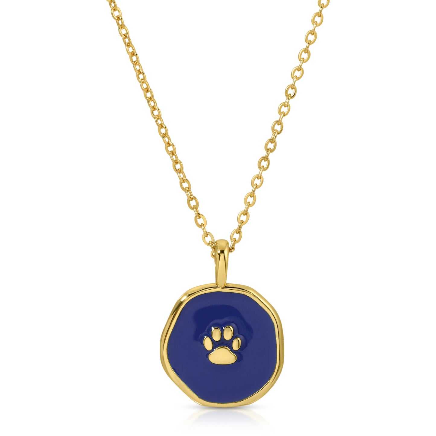 Navy Paw Print Pendant Necklace