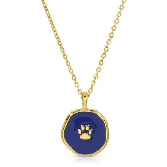Navy Paw Print Pendant Necklace