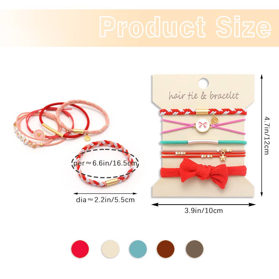 Bohemian-Style Hair Tie and Bracelet Set