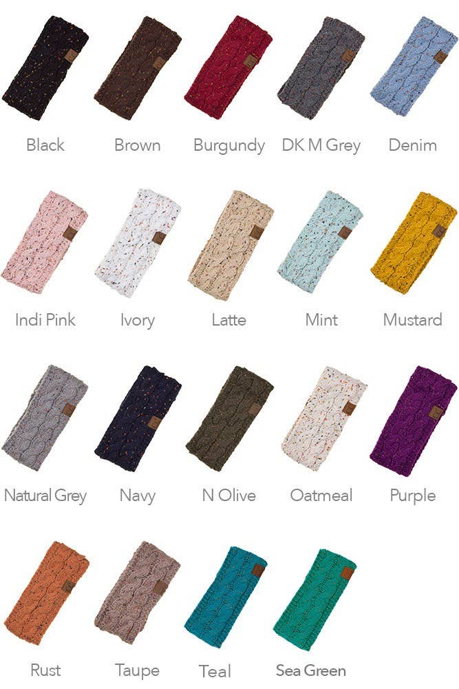 Latte Chunky Knit Confetti Sherpa Lined Headband