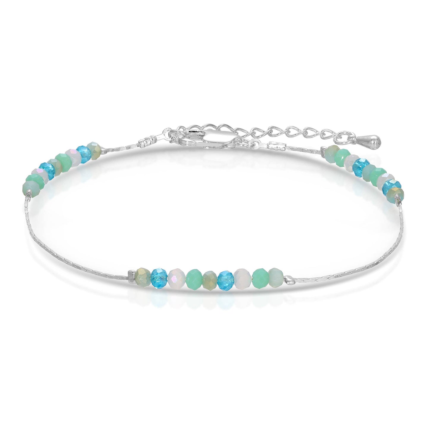 Seaside (blue) Mini Crystals with Silver Ankle Bracelet