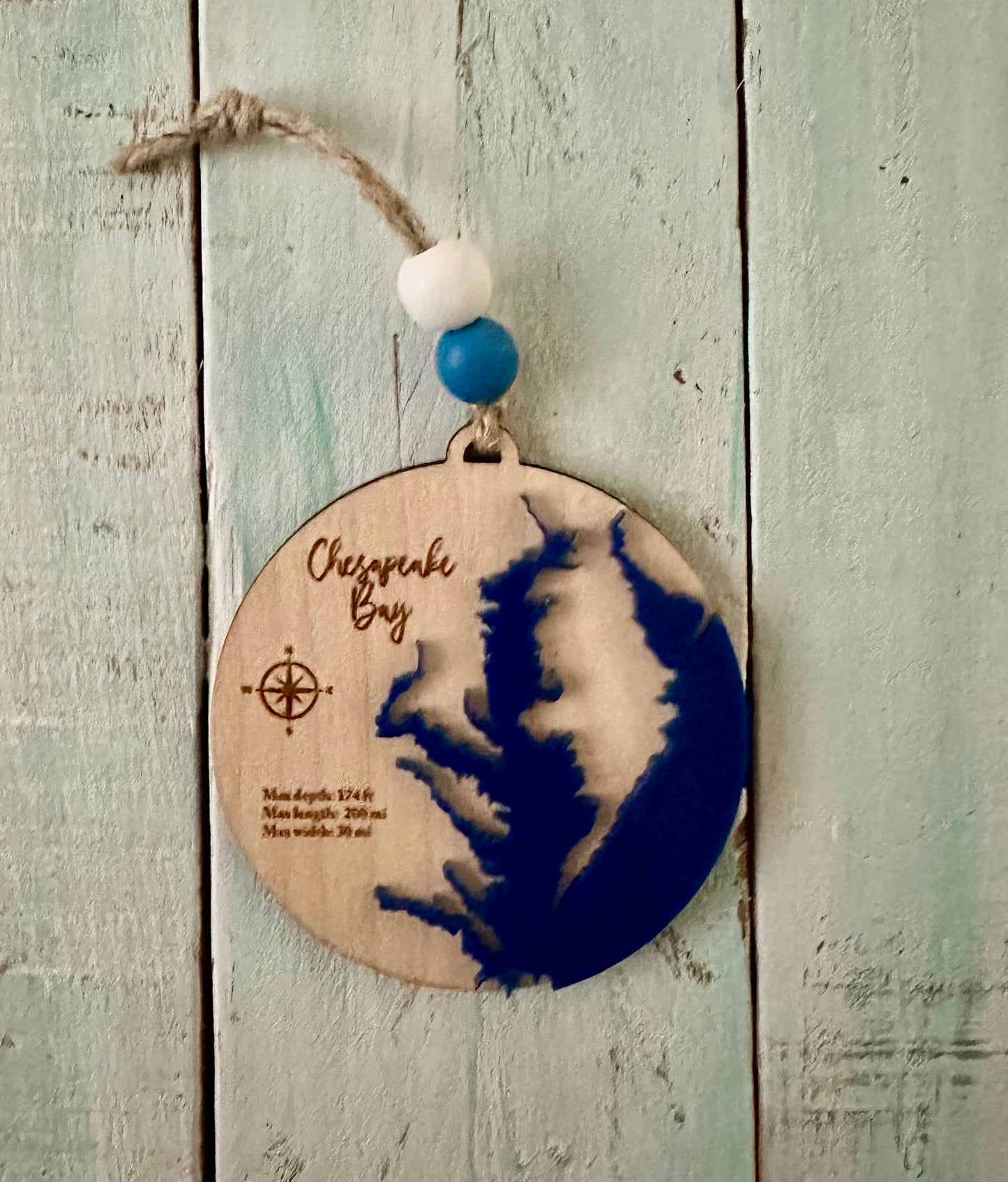 Embossed Dark Blue Chesapeake Bay Ornament