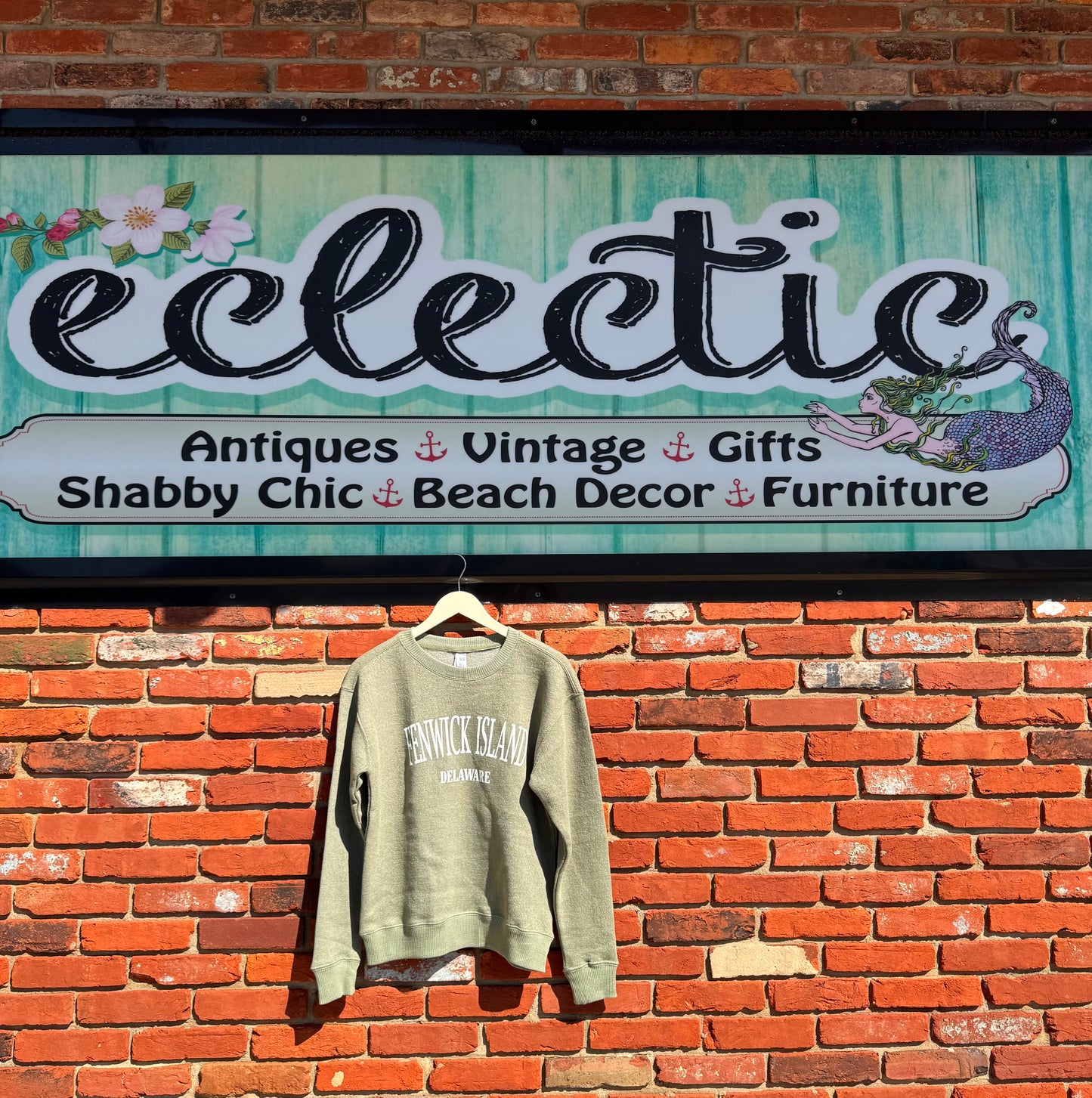 Fenwick Islands, Delaware: Unisex Crew Neck Nantucket Fleece Sweatshirt