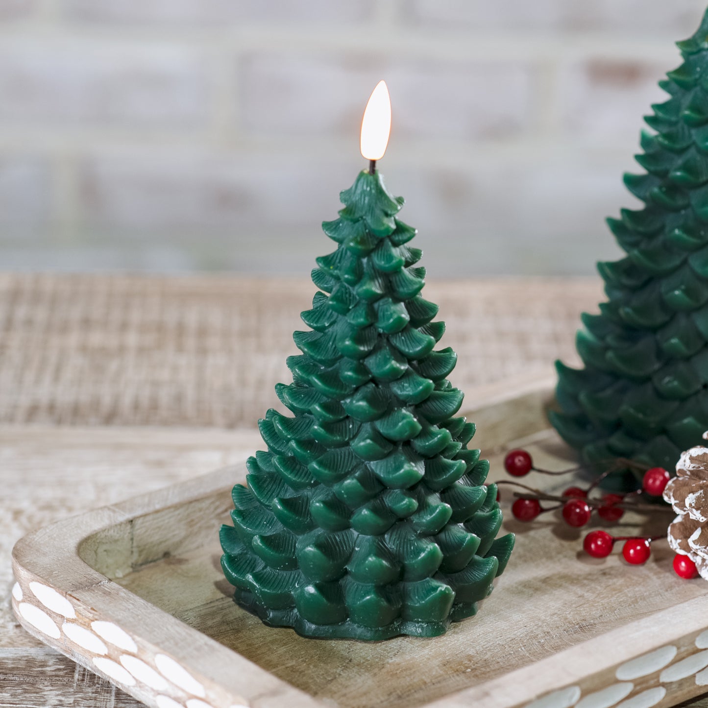 6" Green LED Wax Tree Candle
