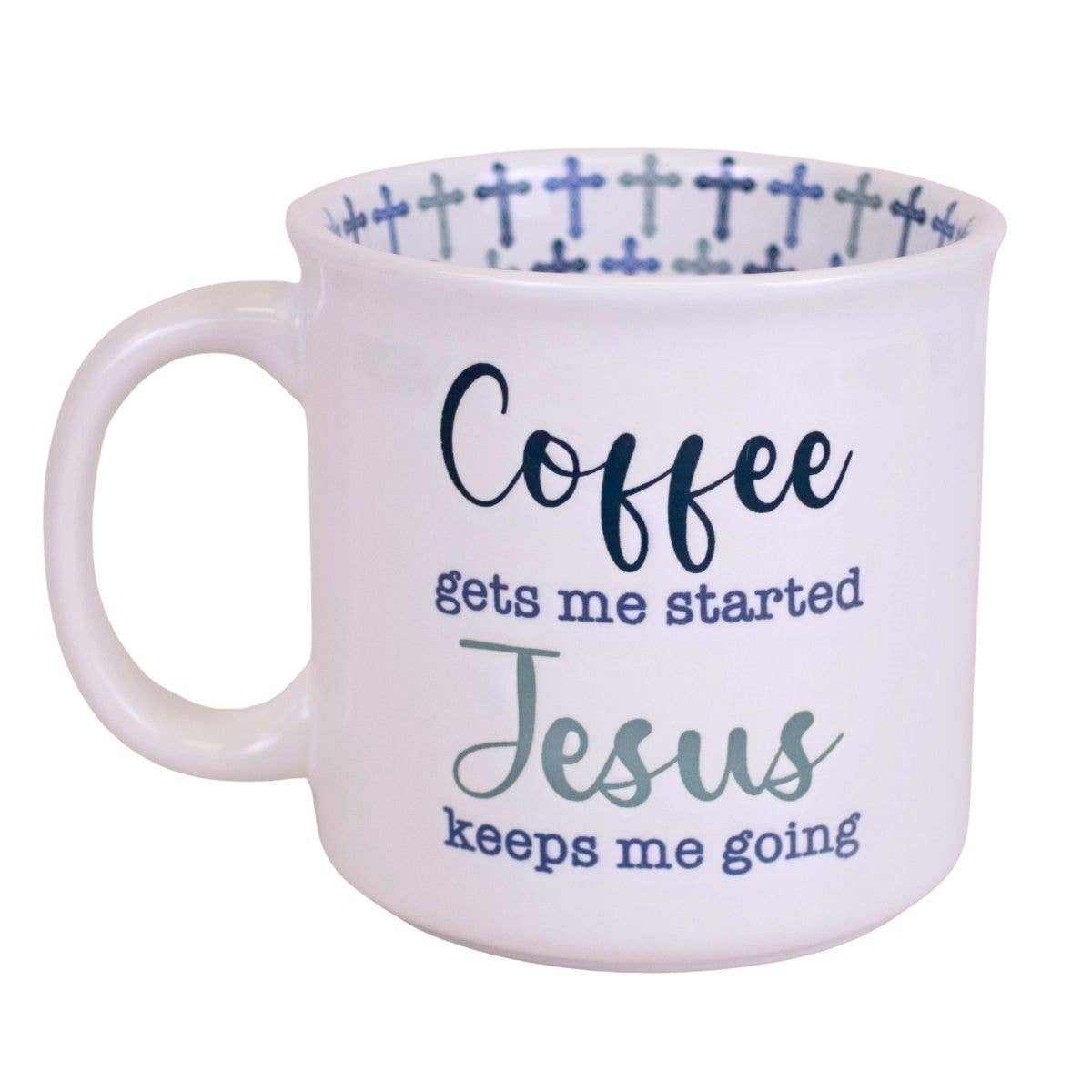 Coffee & Jesus Mug White/Blue 14oz