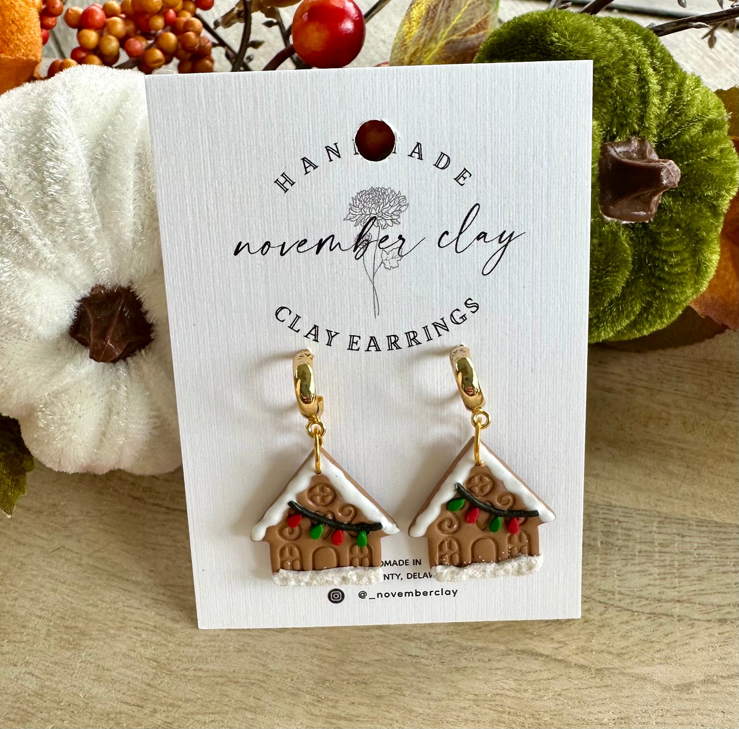 Gingerbread House Dangle Huggie