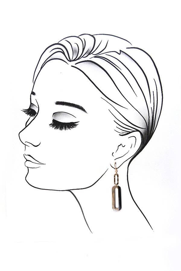 Acrylic/Metal Link Earrings, Gold