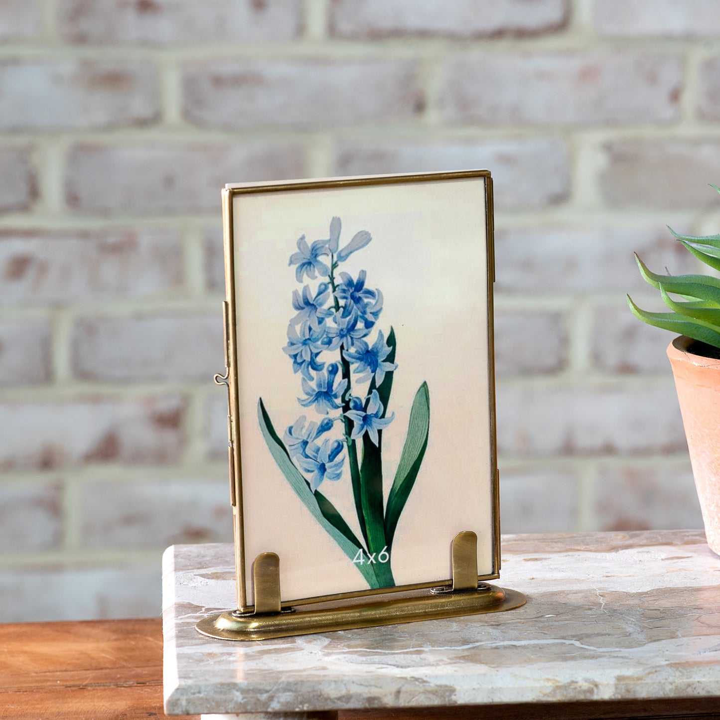 4x6 Ant. Brass Standing Photo Frame