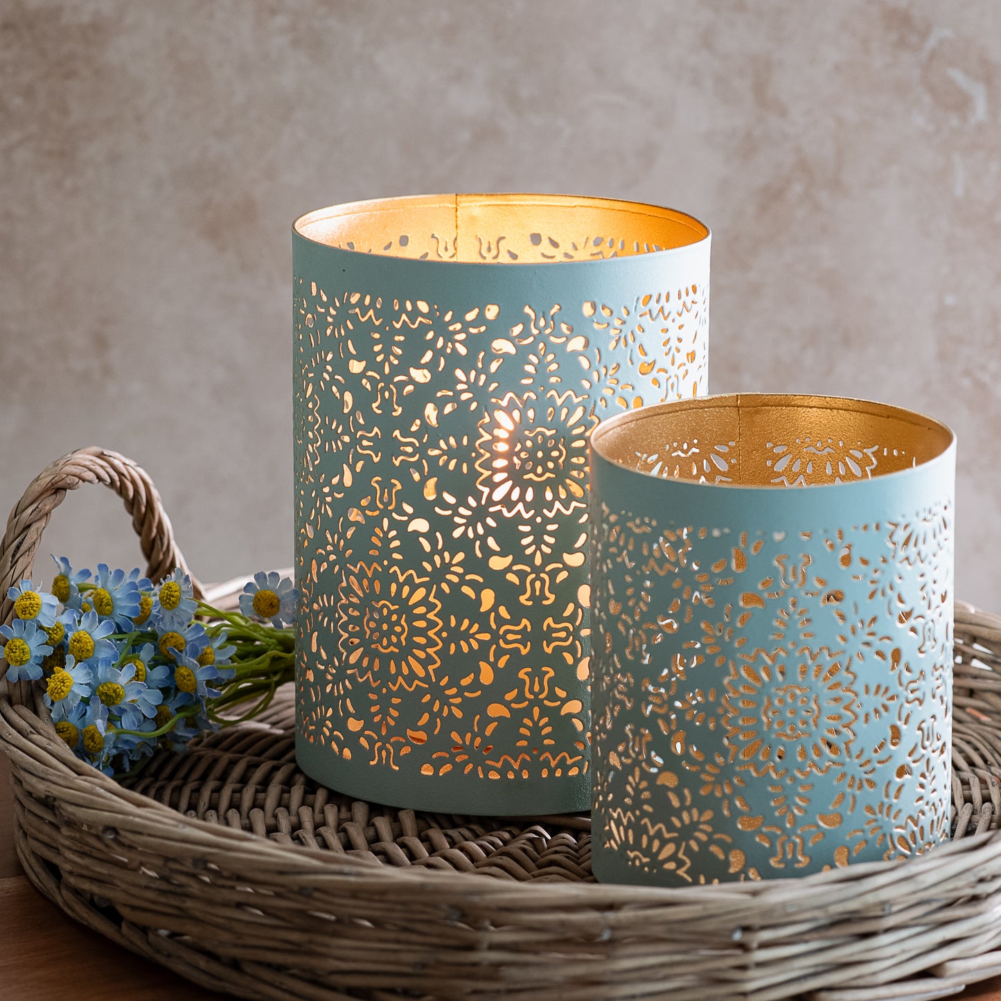 Lt. Blue Deco Lantern Can