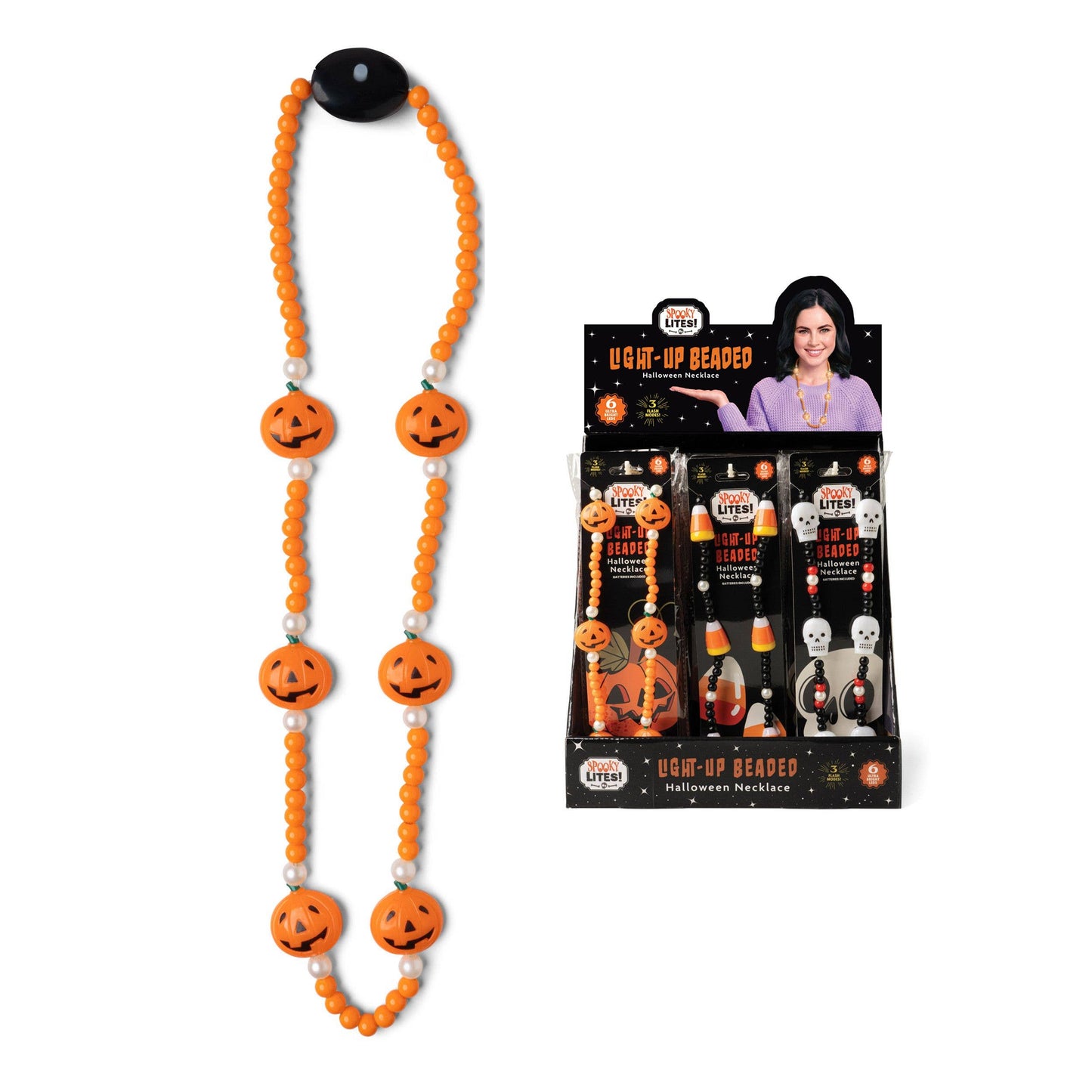 Spooky LITES! Light-Up Beaded Halloween Necklace
