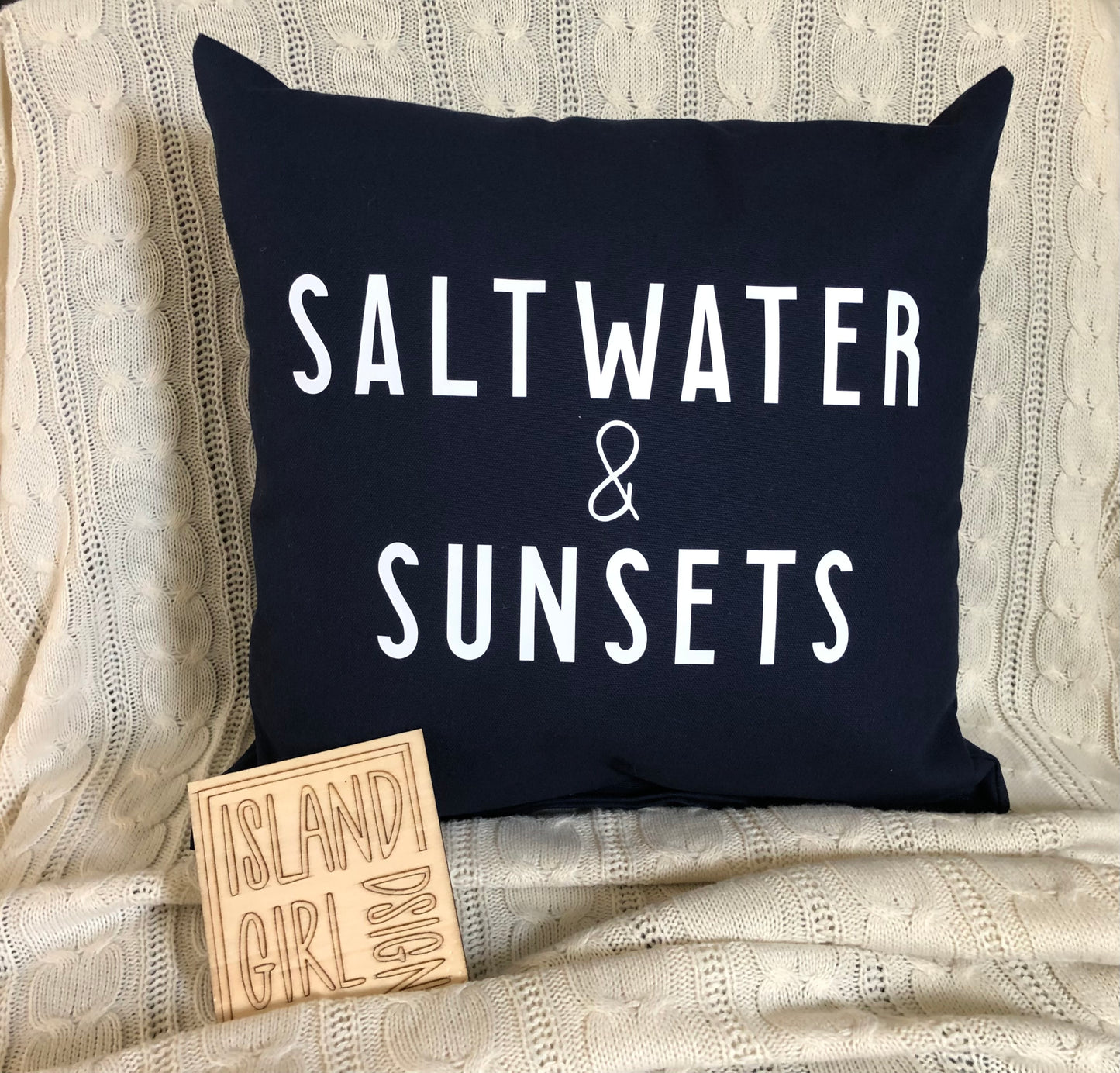 Saltwater & Sunsets Pillow Navy #2599