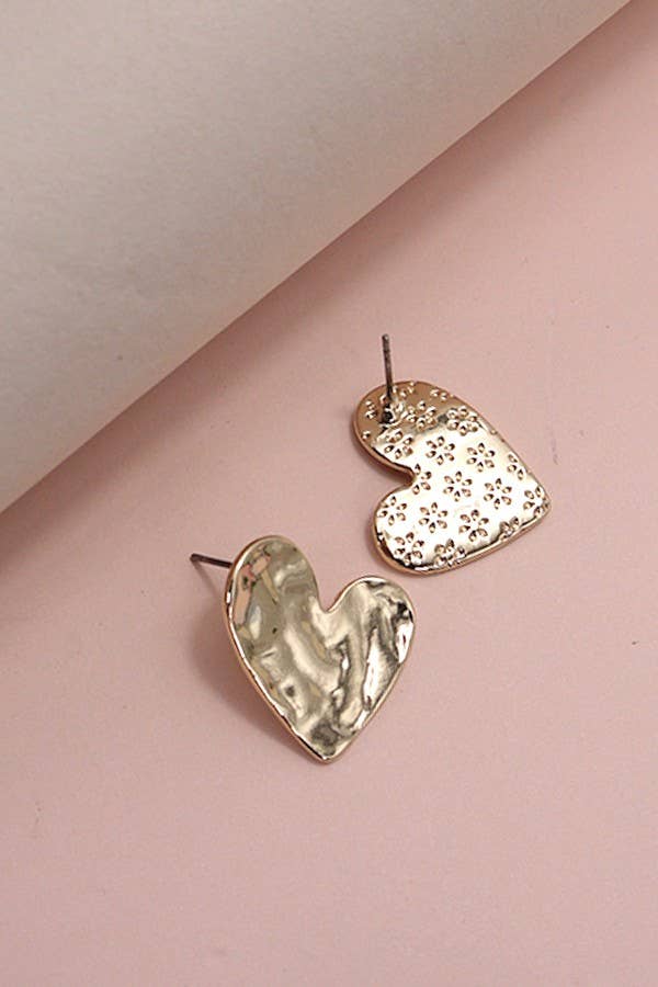 Hammered Heart Stud Earring