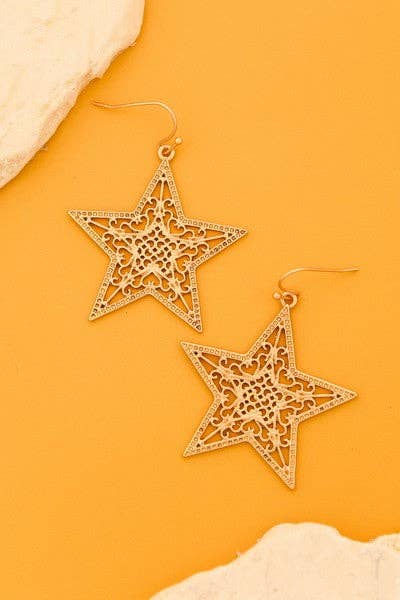 Matte Filigree Star Earring