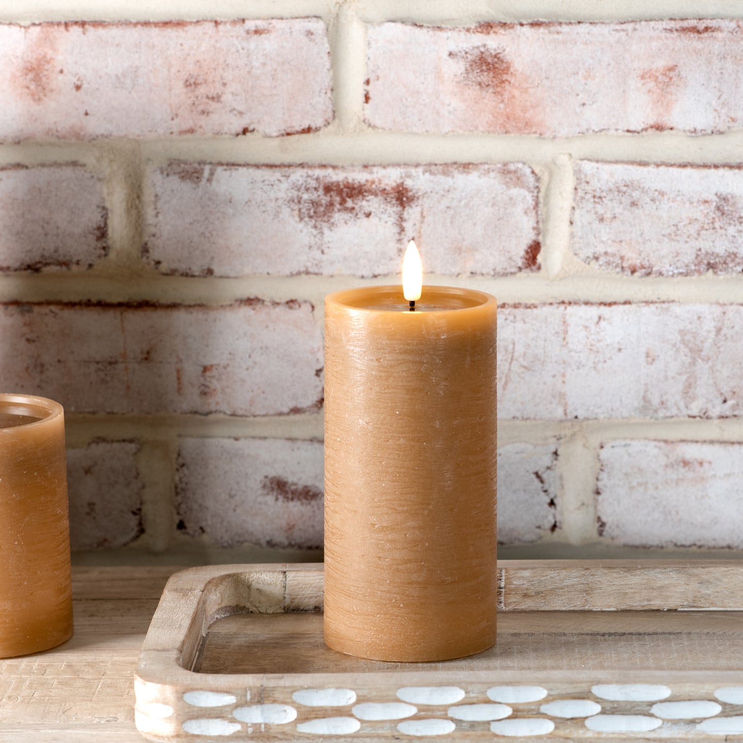 6" CARAMEL LED PILLAR CANDLE w/Timer