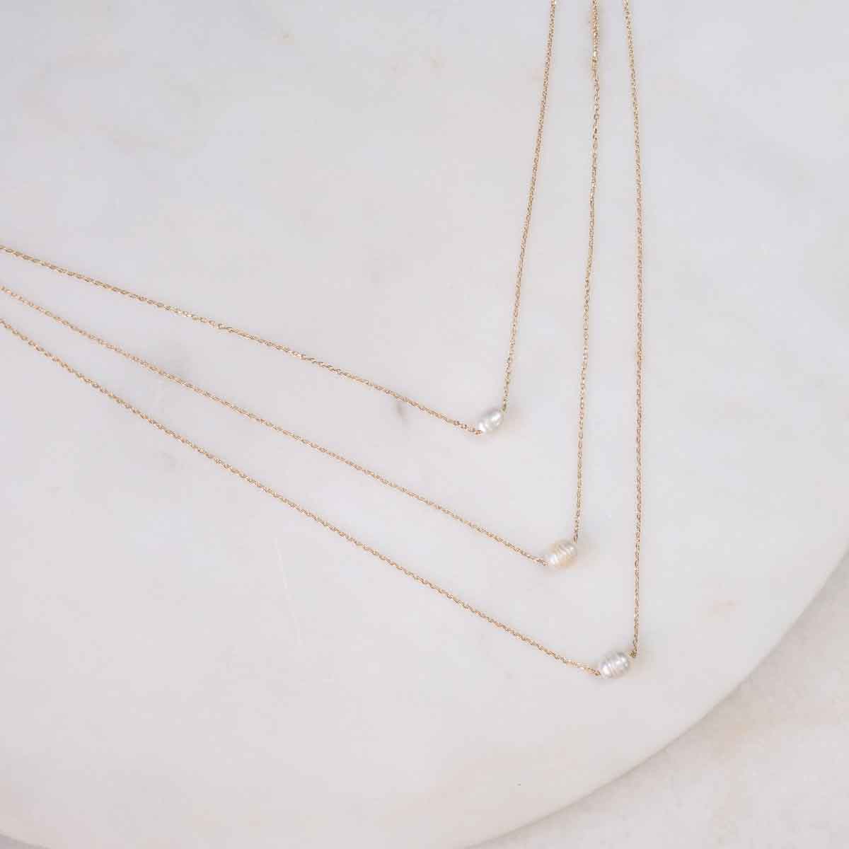 Simone Pearl Necklace Gold 14"/16"/18"