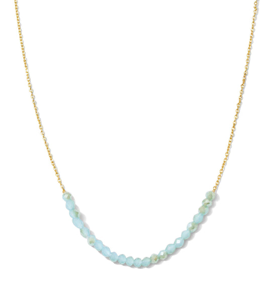 Simple Necklace w/ Delicate Row of Small Glass Crystals, Gold (More Colors)