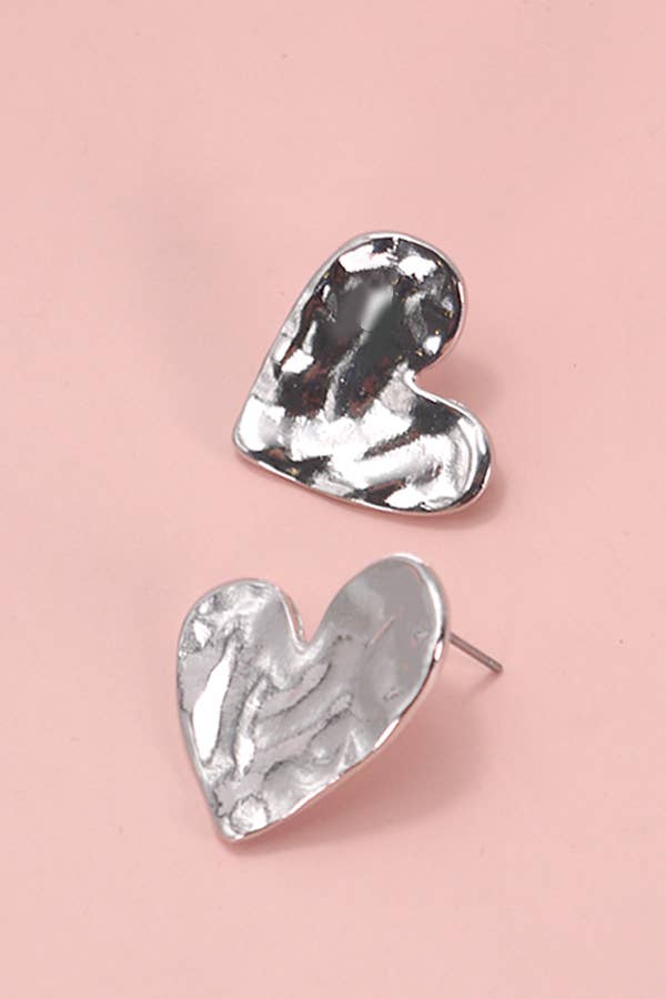 Hammered Heart Stud Earring