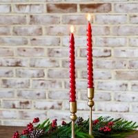 2 PC Red LED Twist Taper Candle
