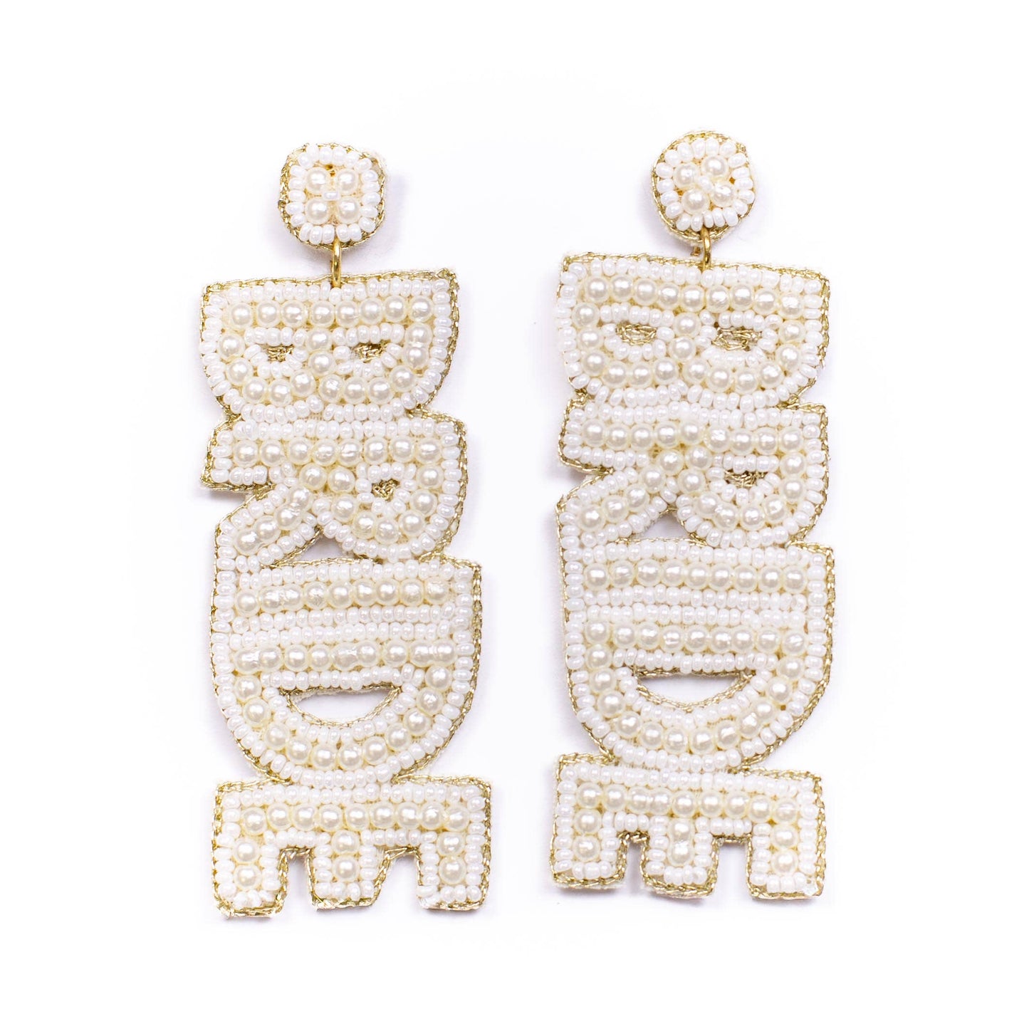 Bride Beaded Pearl Earrings Pearl 3"